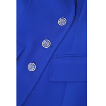 Load image into Gallery viewer, Tailored Blue Asymmetric Double Breasted Blazer