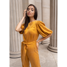 Load image into Gallery viewer, Femponiq Belted Puff Sleeve Vegan Jumpsuit Front