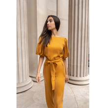 Load image into Gallery viewer, Femponiq Belted Puff Sleeve Vegan Jumpsuit Front