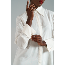 Load image into Gallery viewer, Viscose Rayon Gathered Back Shirt Ivory