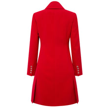 Load image into Gallery viewer, Femponiq Asymmetric Double Breasted Pleated Blazer Dress in Red - Back Product Picture