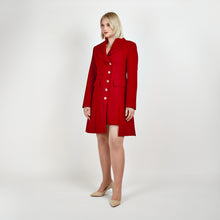 Load image into Gallery viewer, Pleated Blazer Dress in Red, featuring a tailored fit, asymmetric pleated design, and bold, elegant silhouette.