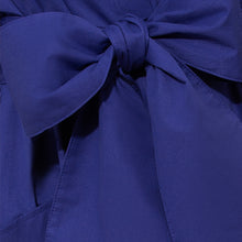 Load image into Gallery viewer, Cotton Belted Maxi Gathered Shirt Dress Vivid Blue  - Close-up Belt Product Picture