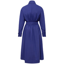 Load image into Gallery viewer, Cotton Belted Maxi Gathered Shirt Dress Vivid Blue - Back Product Picture