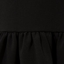 Load image into Gallery viewer, Pleated Shoulder Peplum Hem Cady Dress Black - Close-up Product Detail Picture