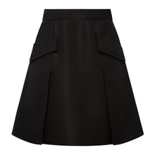 Load image into Gallery viewer, Pleated Silk Blend Flared Skirt Black
