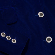 Load image into Gallery viewer, Femponiq Royal Blue Velvet Blazer Dress Button Detail
