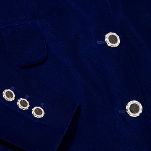 Femponiq Royal Blue Velvet Blazer Dress Button Detail