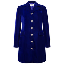 Load image into Gallery viewer, Femponiq Royal Blue Velvet Blazer Dress Front
