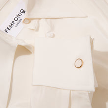 Load image into Gallery viewer, Viscose Rayon Gathered Back Shirt Ivory Up Deta ilinIvory Colourweb