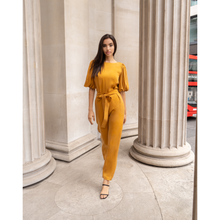 Load image into Gallery viewer, Femponiq Belted Puff Sleeve Vegan Jumpsuit Front