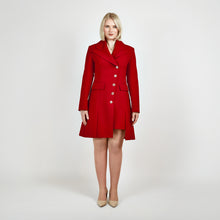 Load and play video in Gallery viewer, Video of a model showcasing the Femponiq Asymmetric Pleated Blazer Dress in Red, highlighting its tailored fit, pleated details, and striking asymmetric design.