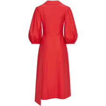 Load image into Gallery viewer, Asymmetric A-Line Cotton Dress in Red - Back Product Picture