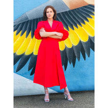 Load image into Gallery viewer, Asymmetric A-Line Cotton Dress in Red - Front