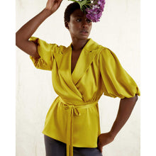 Load image into Gallery viewer, Puff Sleeve Notched Lapel Blouse in Ivory - Front