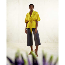 Load image into Gallery viewer, Puff Sleeve Notched Lapel Blouse in Ivory - Front