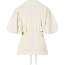 Load image into Gallery viewer, Puff Sleeve Notched Lapel Blouse in Ivory - Back Product Picture