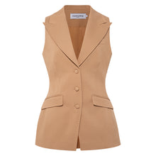 Load image into Gallery viewer, Sleeveless Brown Tailored Blazer | Femponiq