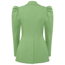 Load image into Gallery viewer, Green Puff-Shoulder Tailored Blazer | Femponiq