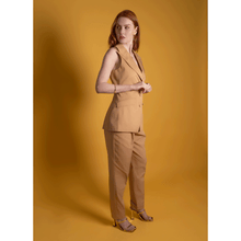 Load image into Gallery viewer, Sleeveless Brown Tailored Blazer | Femponiq
