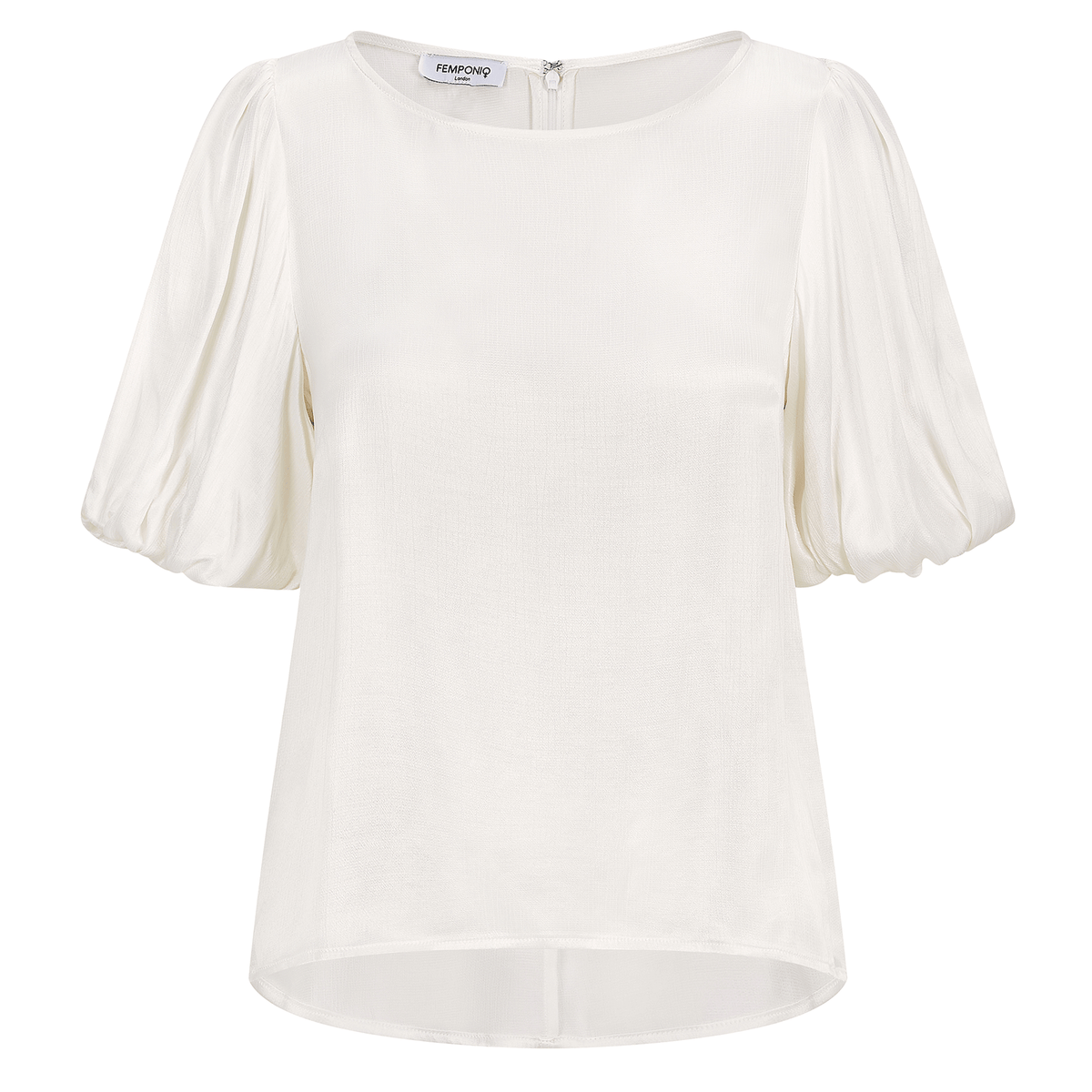 Pearl White Puff Sleeve Vegan Designer Blouse | FEMPONIQ