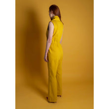 Load image into Gallery viewer, Double Breasted Shawl Lapel Jumpsuit  (Mustard Yellow) | Femponiq