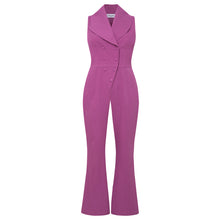Load image into Gallery viewer, Femponiq Double Breasted Shawl Lapel Jumpsuit-Purple Orchid Colour - Front Product Picture
