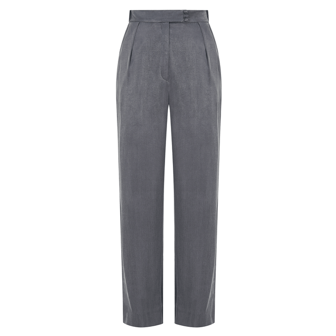 Viscose and Cupro-Blend Pants (Charcoal Grey) | Femponiq