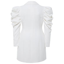 Load image into Gallery viewer, White Puff Sleeve Blazer Dress | Femponiq