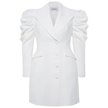 Load image into Gallery viewer, White Puff Sleeve Blazer Dress | Femponiq