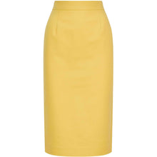 Load image into Gallery viewer, High Waisted Cotton Pencil Skirt in Yellow - Front Product Picture