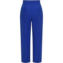 Load image into Gallery viewer, High Waisted Cropped Cotton Trouser in Royal Blue - Back