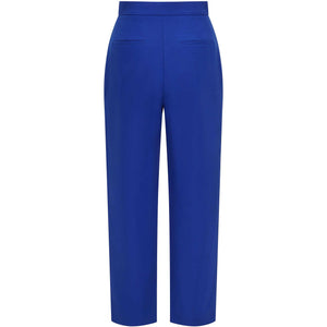 High Waisted Cropped Cotton Trouser in Royal Blue - Back