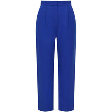 Load image into Gallery viewer, High Waisted Cropped Cotton Trouser in Royal Blue - Front