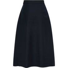 Load image into Gallery viewer, High Waisted Semi-Flared Cotton Skirt in Navy - Back Product Picture