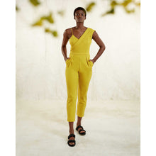 Load image into Gallery viewer, Peak Lapel Jumpsuit in Yellow - Front