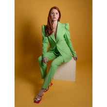 Load image into Gallery viewer, Green Puff-Shoulder Tailored Blazer | Femponiq