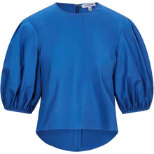 Load image into Gallery viewer, Puff Sleeve Cropped Cotton Top in Blue - Front Product Picture