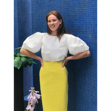 Load image into Gallery viewer, Puff Sleeve Cropped Cotton Top in White - Front Close Up