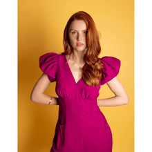 Load image into Gallery viewer,  Fuchsia Puff Sleeve Jumpsuit | Femponiq