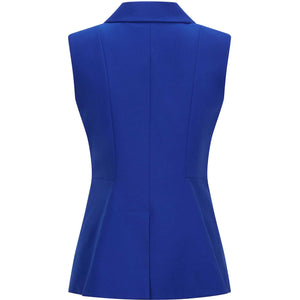 Sleeveless Cotton Blazer in Royal Blue - Back Product Picture
