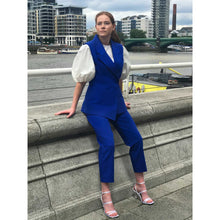 Load image into Gallery viewer, Sleeveless Cotton Blazer in Royal Blue- Front