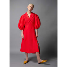 Load image into Gallery viewer, Asymmetric A-Line Cotton Dress in Red - Front