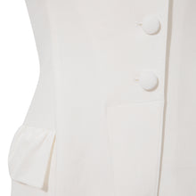 Load image into Gallery viewer, White Ruffled Sleeve Tuxedo Jumpsuit | Femponiq