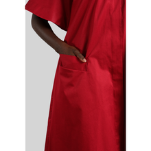 Load image into Gallery viewer, Oversized Cape Cotton Dress (Berry Red)
