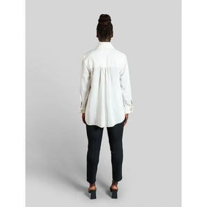 Viscose Rayon Gathered Back Shirt Ivory