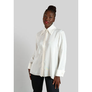 Viscose Rayon Gathered Back Shirt Ivory