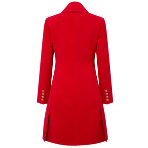 Femponiq Asymmetric Double Breasted Pleated Blazer Dress in Red - Back Product Picture
