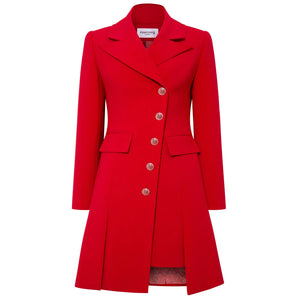 Femponiq Asymmetric Double Breasted Pleated Blazer Dress in Red - Front Product Picture