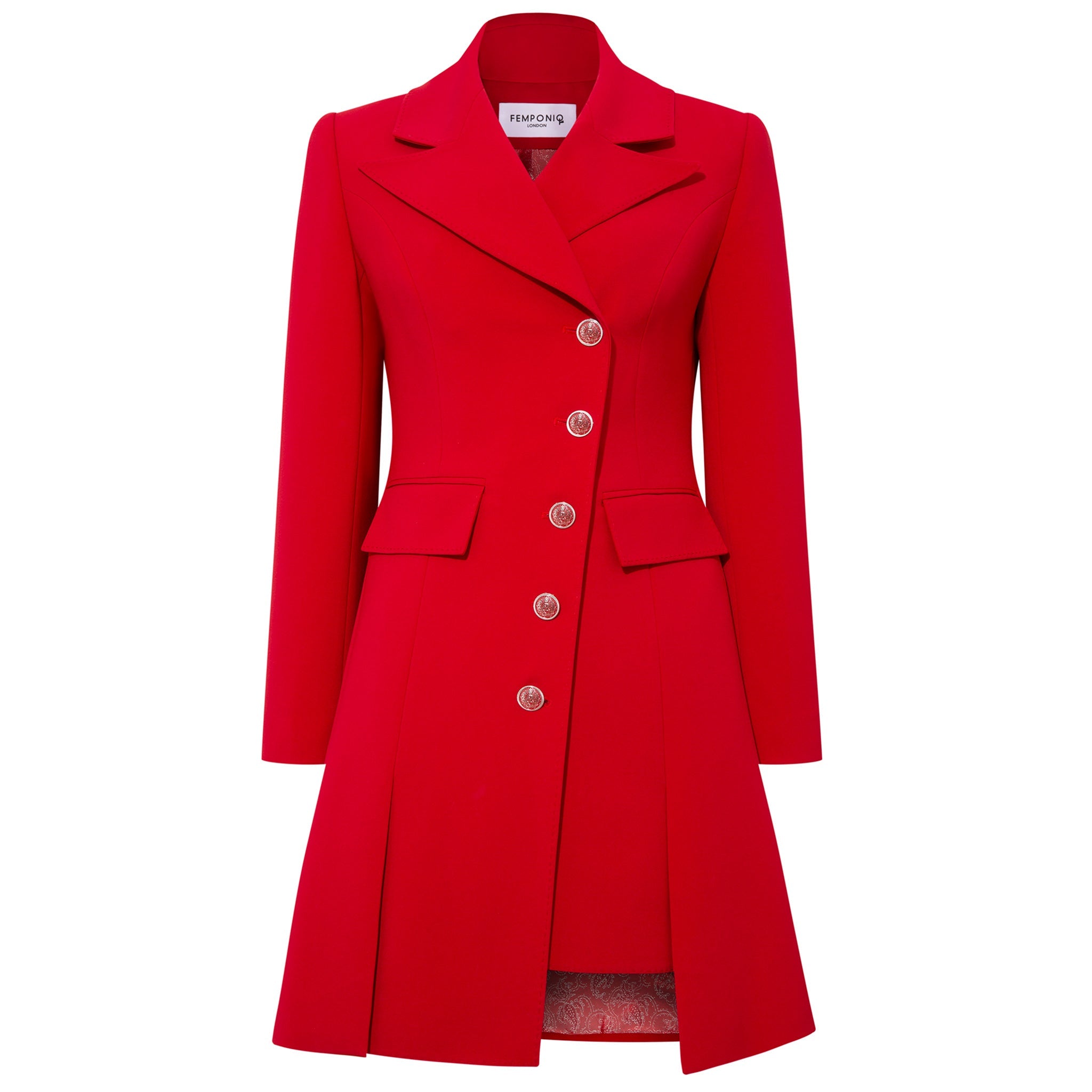 Red Blazer Dress Double Breasted Pleated – Femponiq